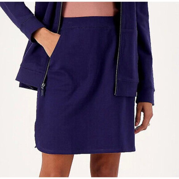 Denim & Co. Pants - Denim & Co Active French Terry Petite Skort Size 5XP Navy Blue A596377